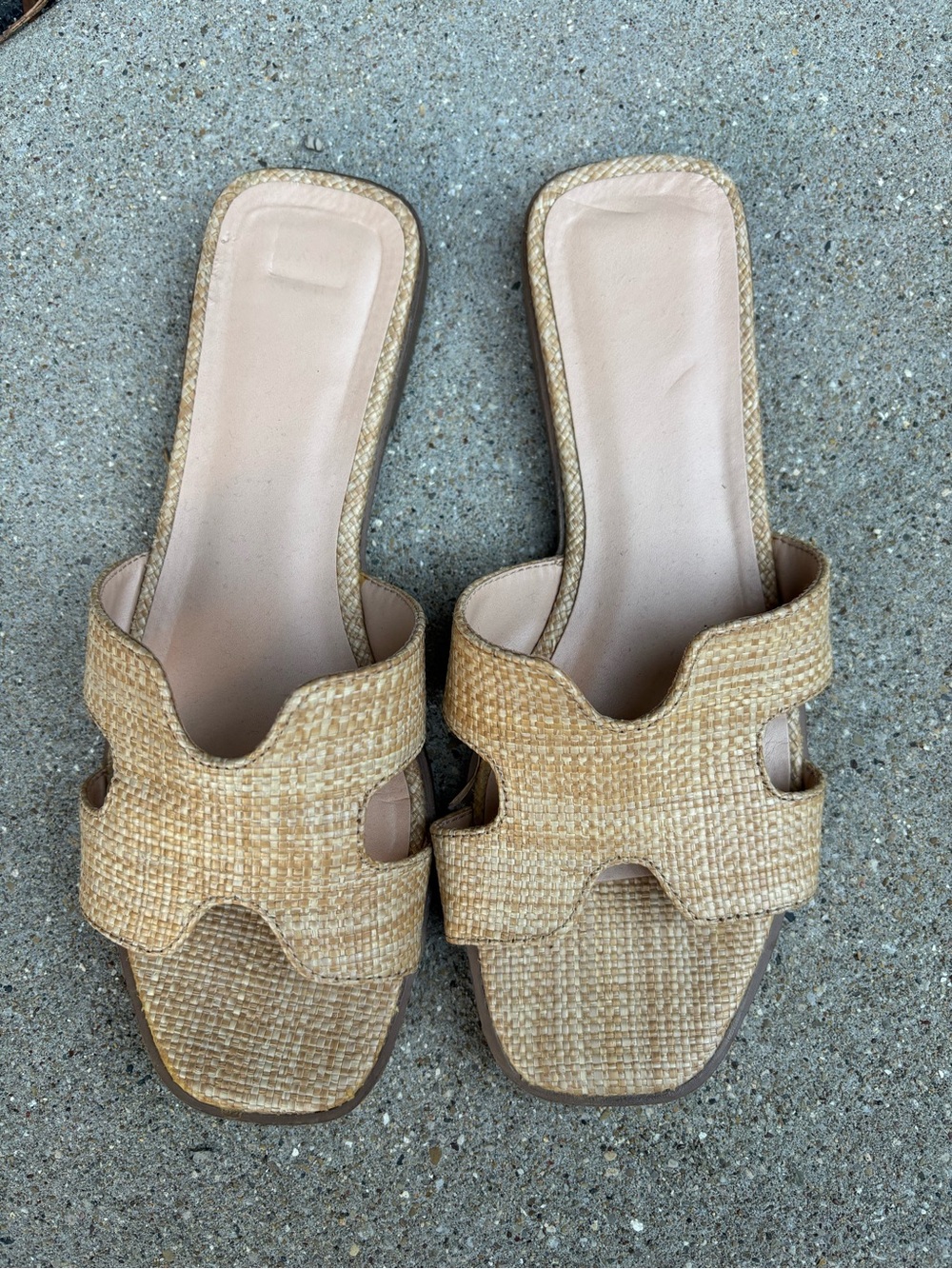 a new day Natural Woven Slide Mules - Beige Tan